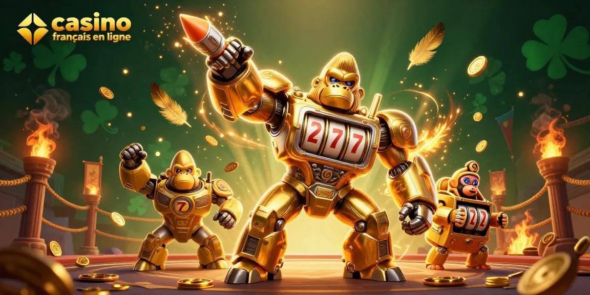 Jouer dans un casino français en ligne avec des personnages de machines à sous et des éléments de jeu dynamique.