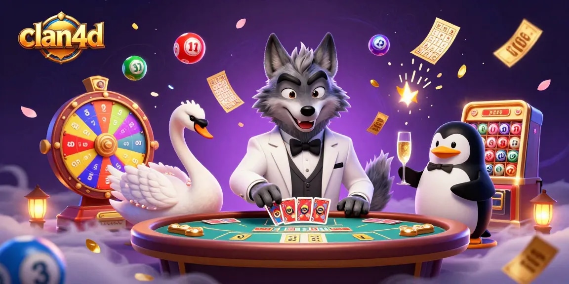 Experience the thrilling casino vibes with clan4d in this vibrant 3D digital artwork.