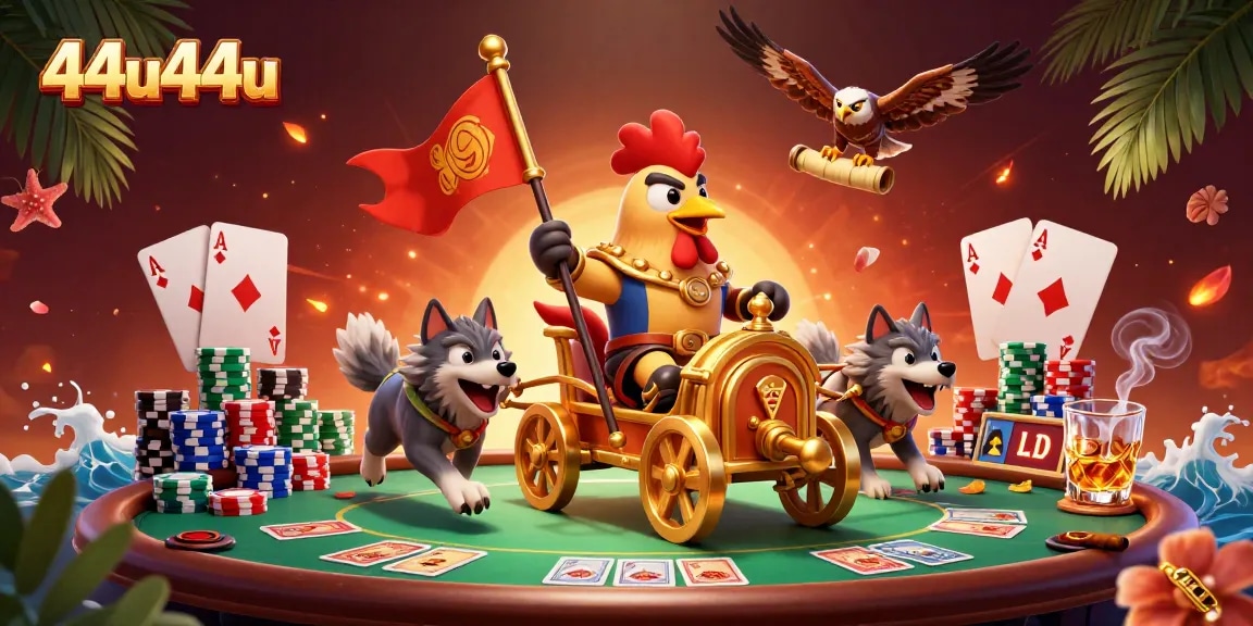 Aposte como o 44u44u e vença com um guerreiro em um chariot dourado e diversas cartas de poker.