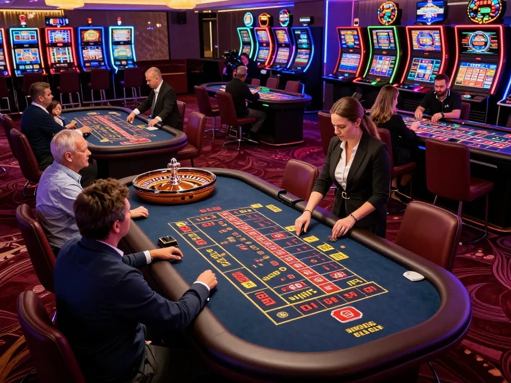 Thrilling roulette gameplay at 8kbetbh casino, players eagerly placing bets.