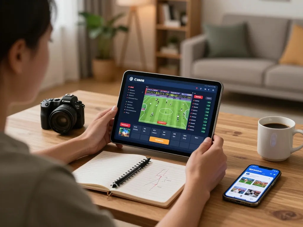 WWBOLA app showcased on tablet during dynamic online betting session in a cozy home environment.