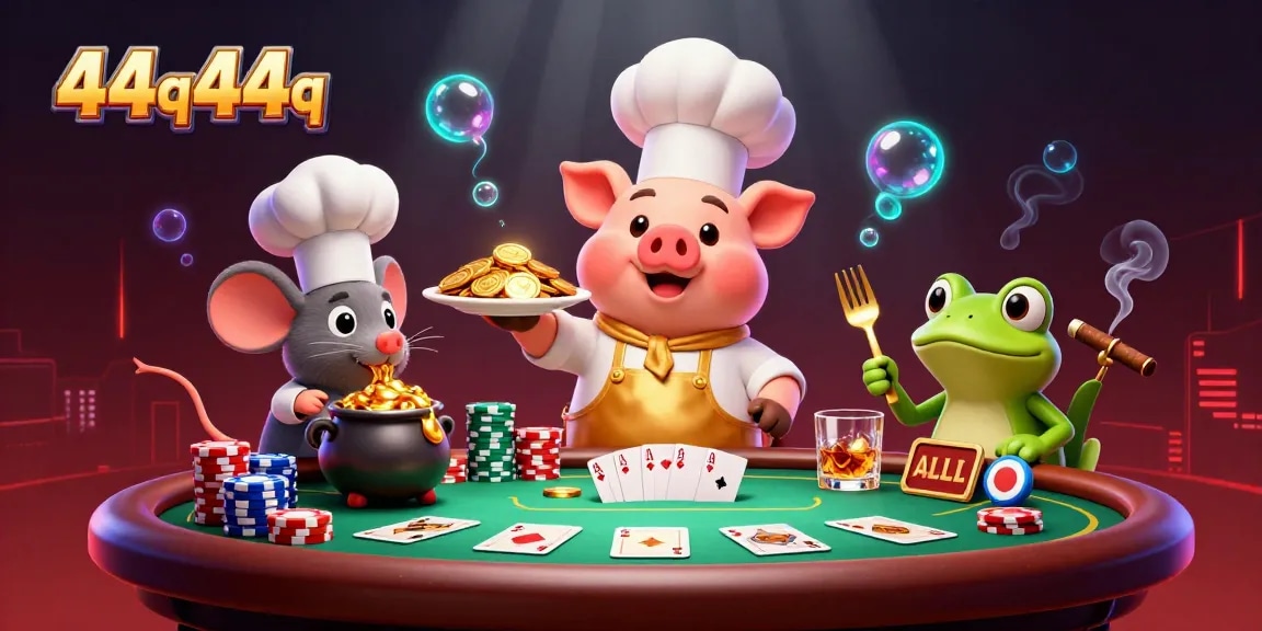 Experience the thrill of 44q44q with a lively casino scene of characters and entertainment.