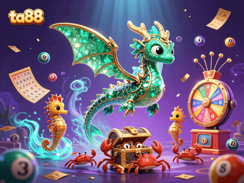 Experience vibrant gameplay at ta88 with a captivating casino-themed illustration showcasing lottery excitement.