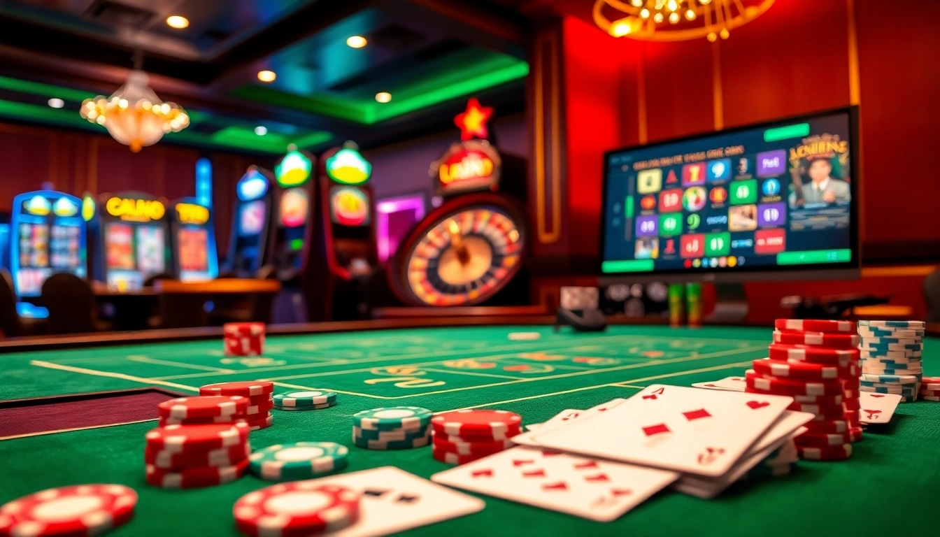 Découvrez l'excitation des meilleurs casino en ligne avec des scènes vibrantes de poker et de roulette.