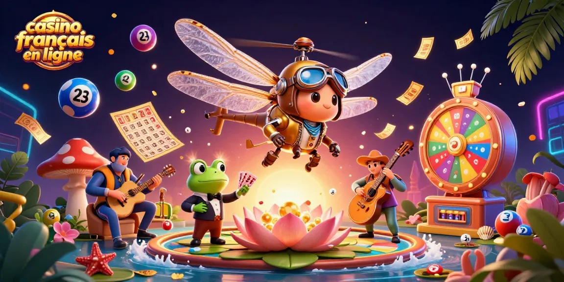 Gagnez avec le casino français en ligne entouré de jeux et d'animations colorées, plongeant dans l'univers des paris.
