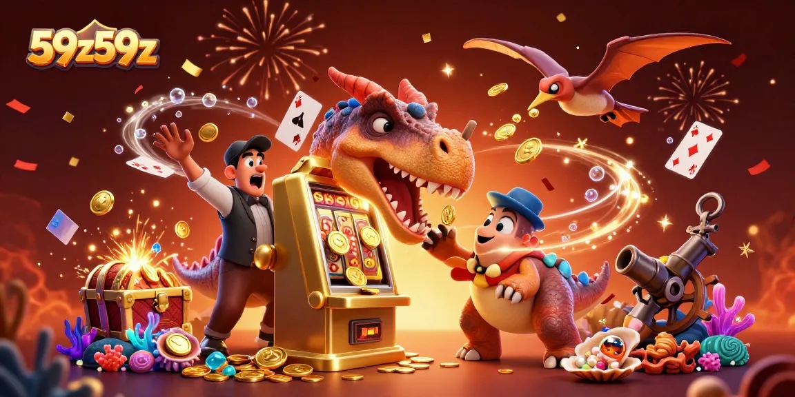 59z59z fatura jackpots com dinossauros em um cassino subaquático vibrante.