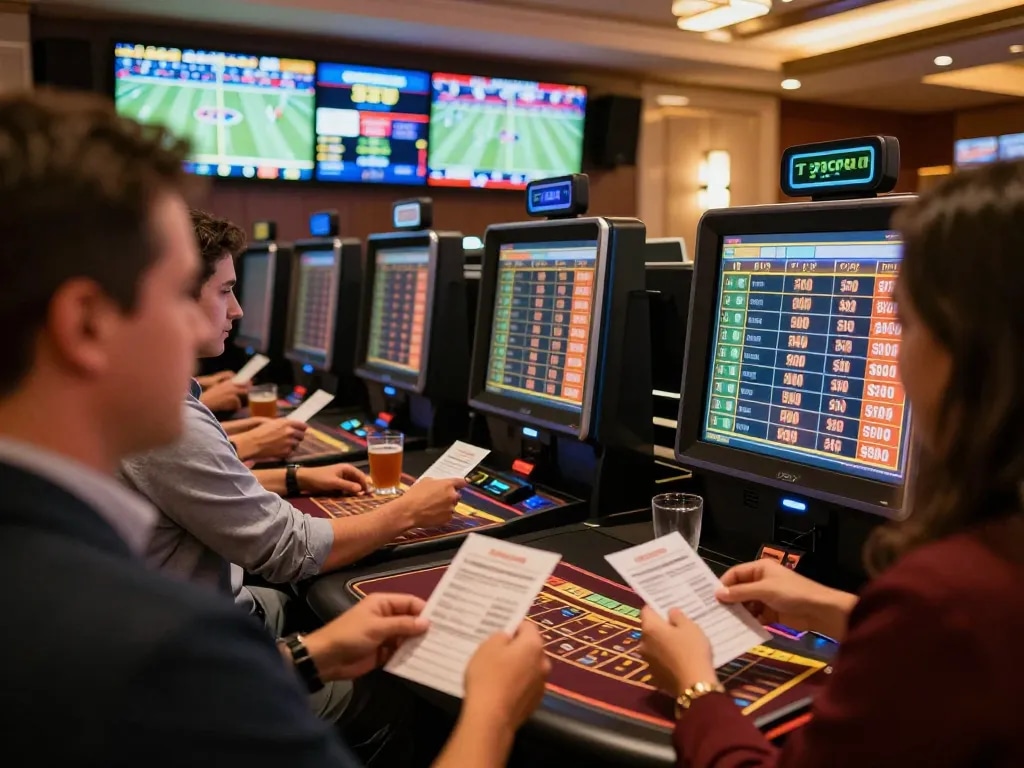 Immobilienmakler Frankfurt Sachsenhausen, der sich mit der Aufregung von Sportwetten in einem modernen Casino beschäftigt