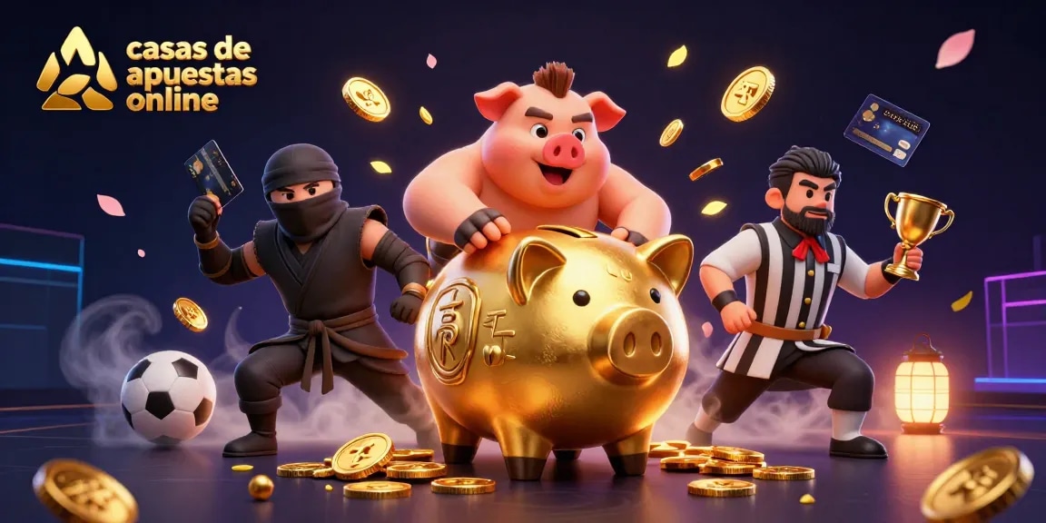 Visualiza las emocionantes casas de apuestas online mientras compiten con un sumo de monedas doradas.