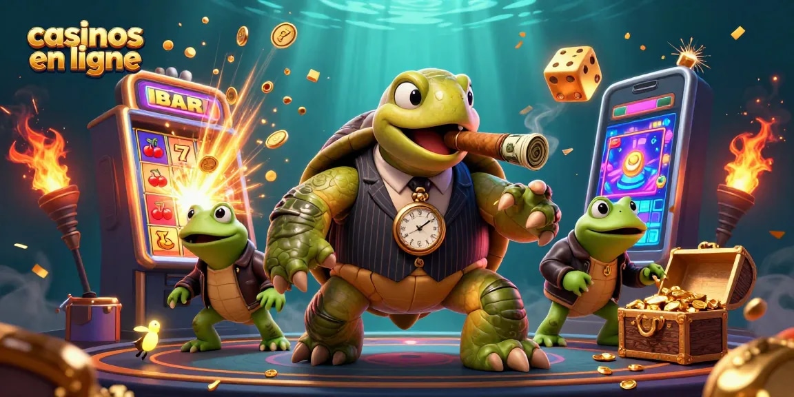 Faites l'expérience de l'excitation des casinos en ligne avec cette scène animée captivante.