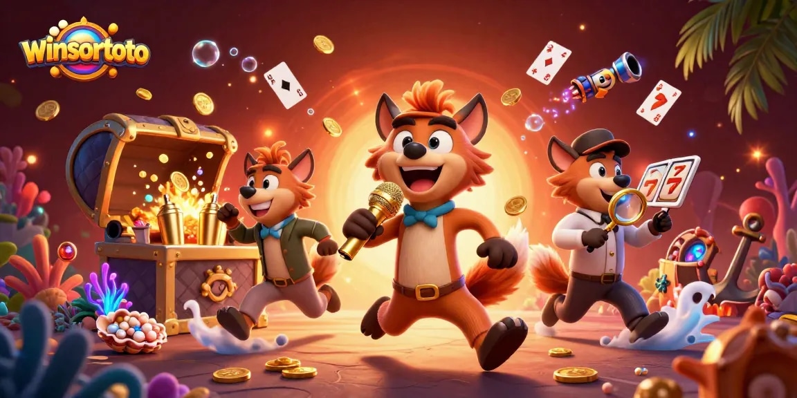 Menangkan lebih banyak di winsortoto dengan klub kasino komedi petualangan hyena 3D yang penuh warna.