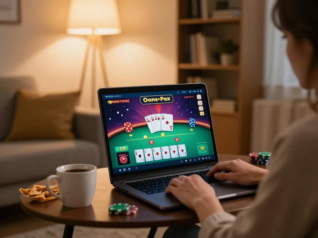 Experience ทางเข้า m102 while enjoying online gaming on a laptop in a cozy setting