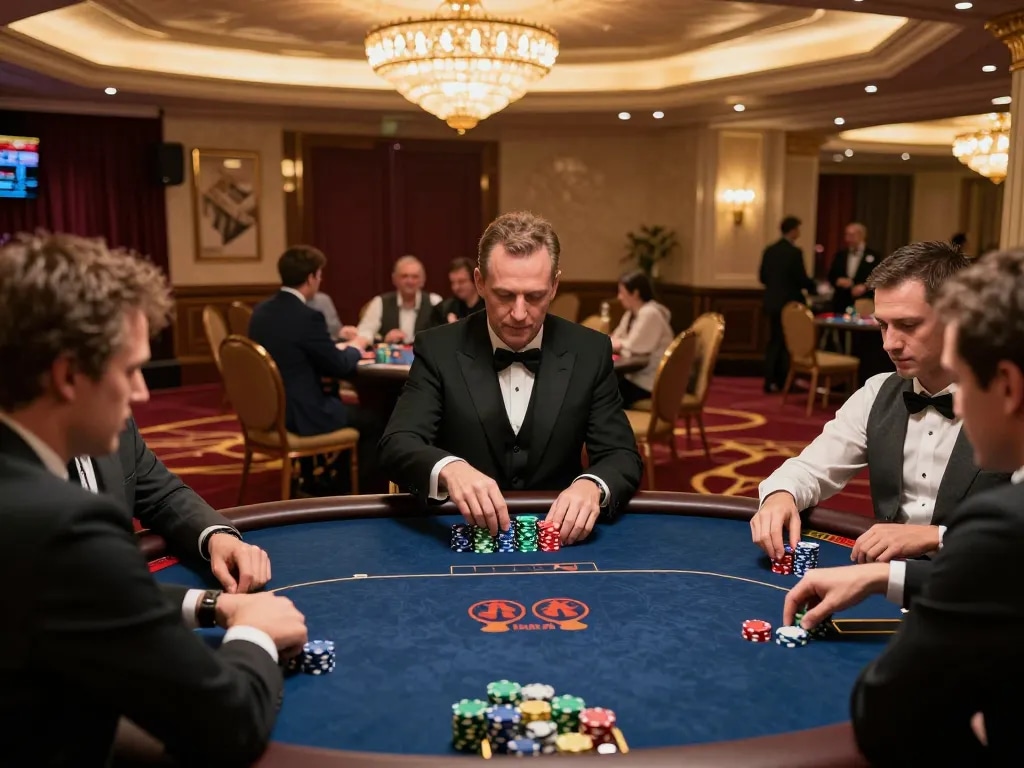 Casino esteri per italiani enjoying a high-stakes poker game with professional ambiance and vibrant atmosphere.