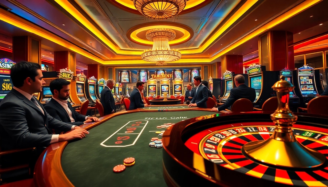 Experience the thrill of link thabet with players enjoying poker and diverse gaming options in a luxurious casino setting.