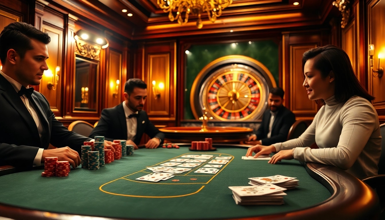 Vivez l'excitation des meilleurs casinos en ligne avec un jeu de poker stratégique autour d'une table luxueuse.