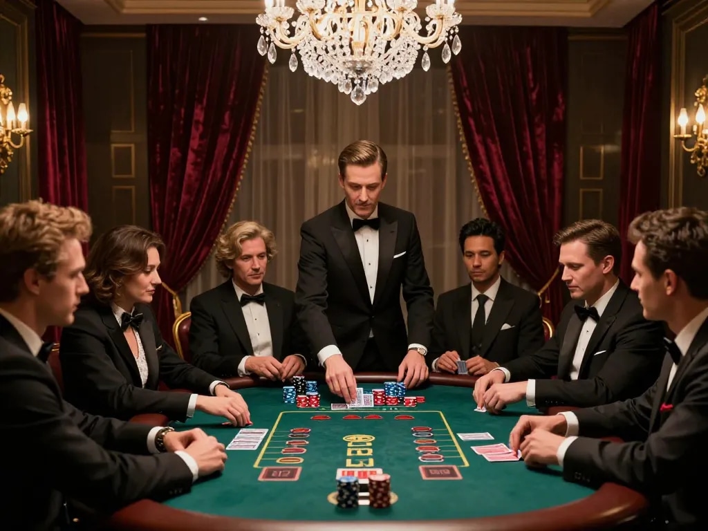 Experience intense gameplay at a blackjack table on cm88-t1, showcasing elegant attire and warm ambiance.