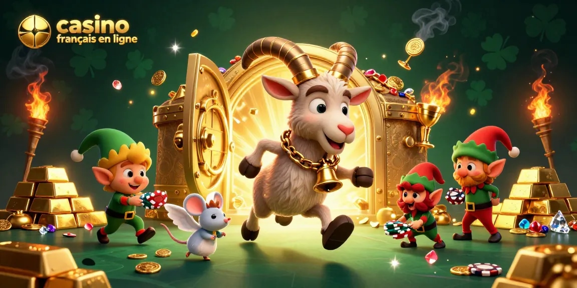 Casino français en ligne : une illustration dynamique de personnages de casino, remplie d'or et de joie.