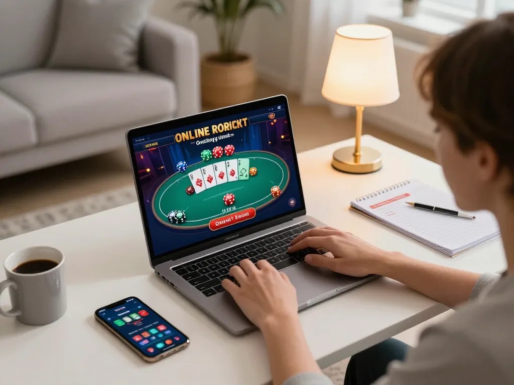 Experience exciting gameplay at bet789 with thrilling poker sessions in a cozy home setup.