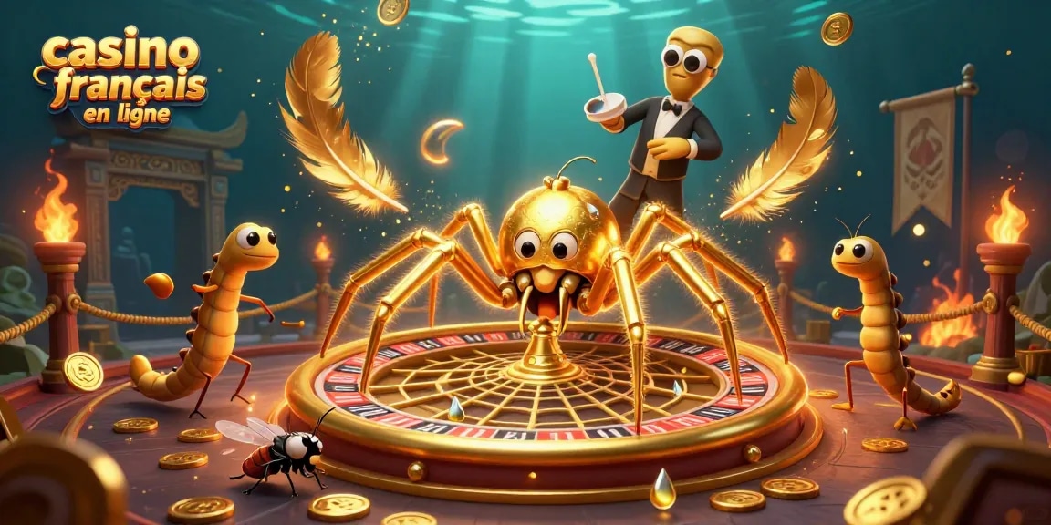 Le casino français en ligne prend vie avec une araignée dorée créant une toile de roulette enchantée.