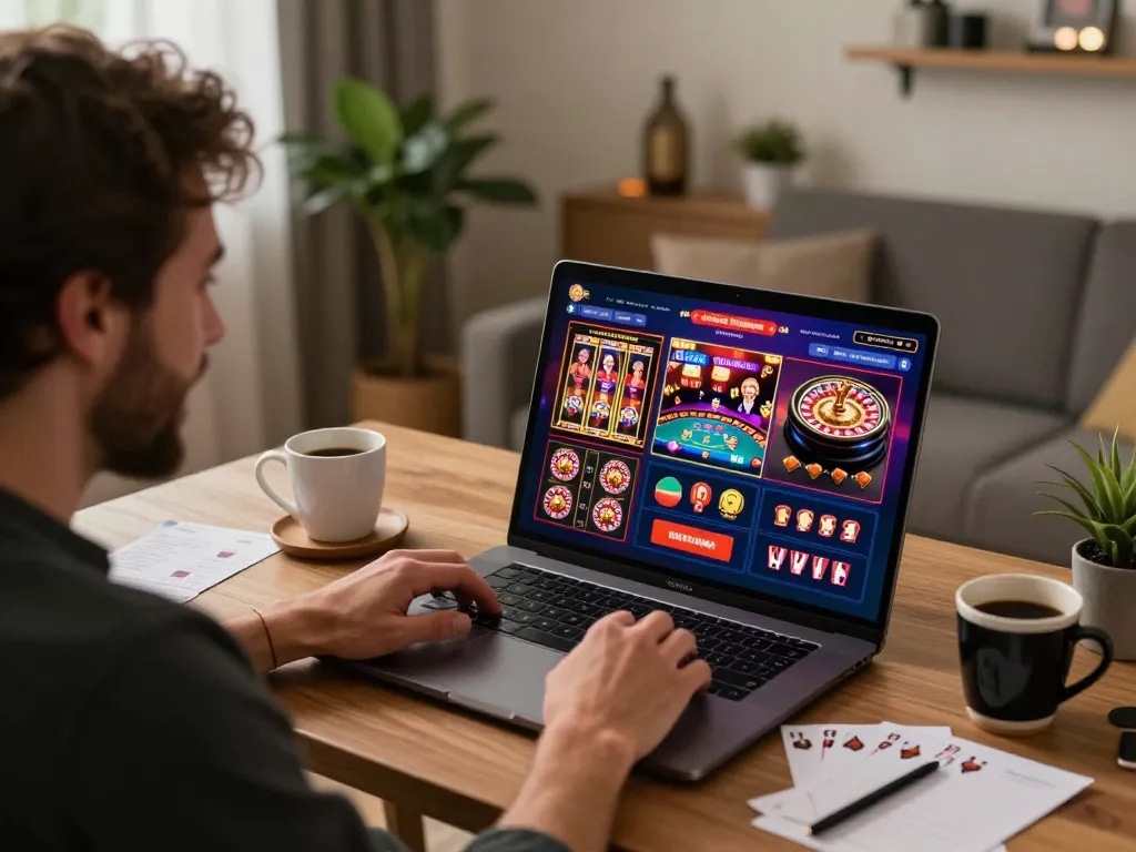 Experience casino europei online with an engaging home setup for online gaming, showcasing excitement and strategy.