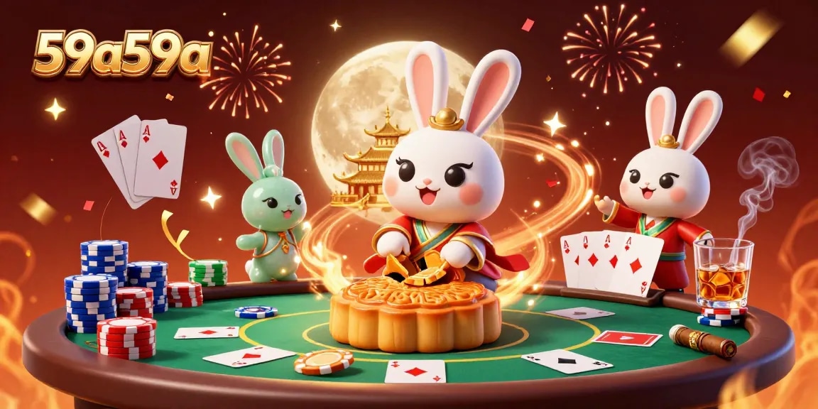 Engage with the excitement at 59a59a featuring a whimsical casino scene with poker elements.