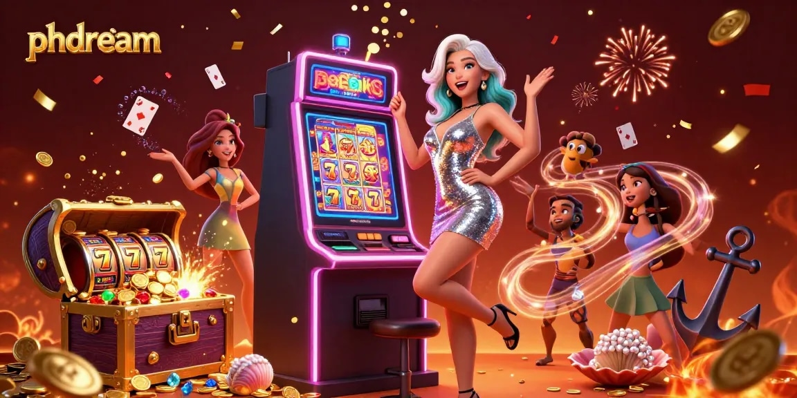 Celebrate jackpots with phdream's exciting casino games featuring neon lights and vibrant action.