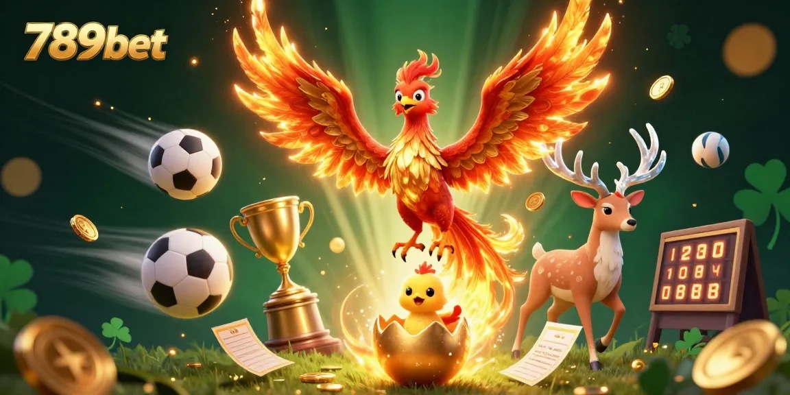 Engage with thrilling gameplay at 789bet, featuring a stunning phoenix and dynamic sports elements.