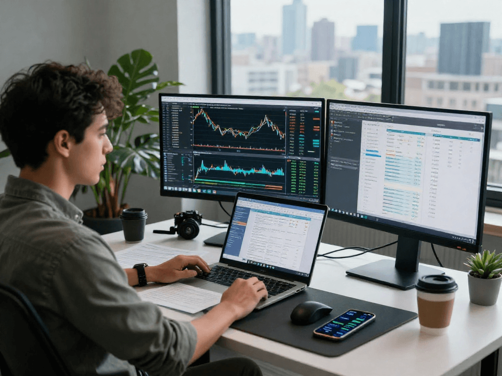 在分析TradingView图表工具的交易环境中,交易员专注于市场动态。