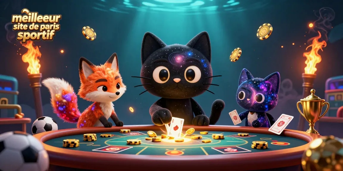 Vivez l'excitation du meilleur site de paris sportif avec un chat trou noir et un renard nébuleux à la table des paris.