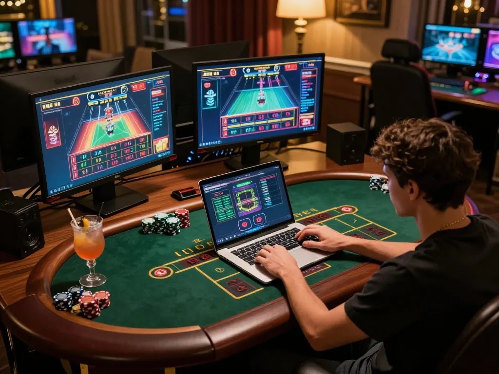 Kuwin online gaming experience with live dealer casino setup, showcasing strategic gameplay.