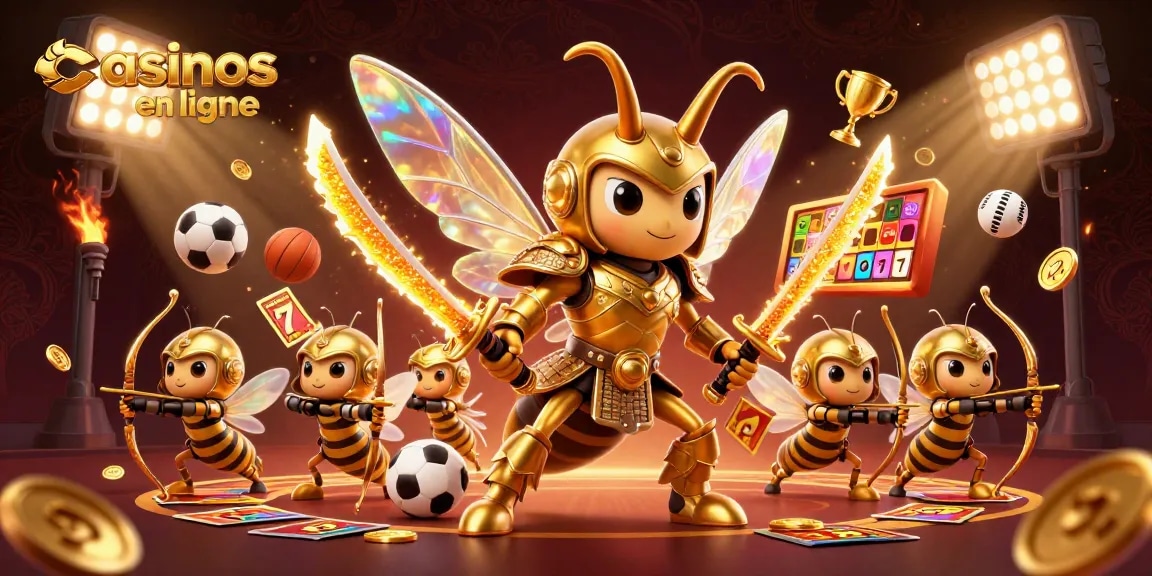 Les casinos en ligne avec un gigantesque frelon en armure de samouraï entouré d'archers adorables.