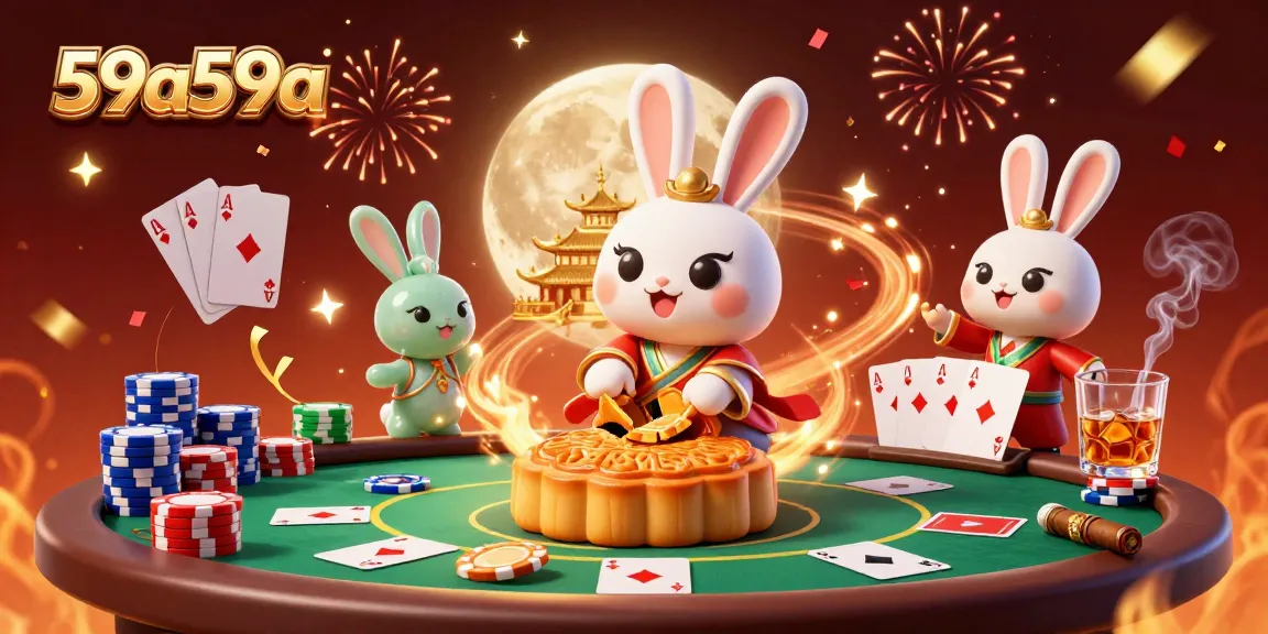 Engage with the excitement at 59a59a featuring a whimsical casino scene with poker elements.
