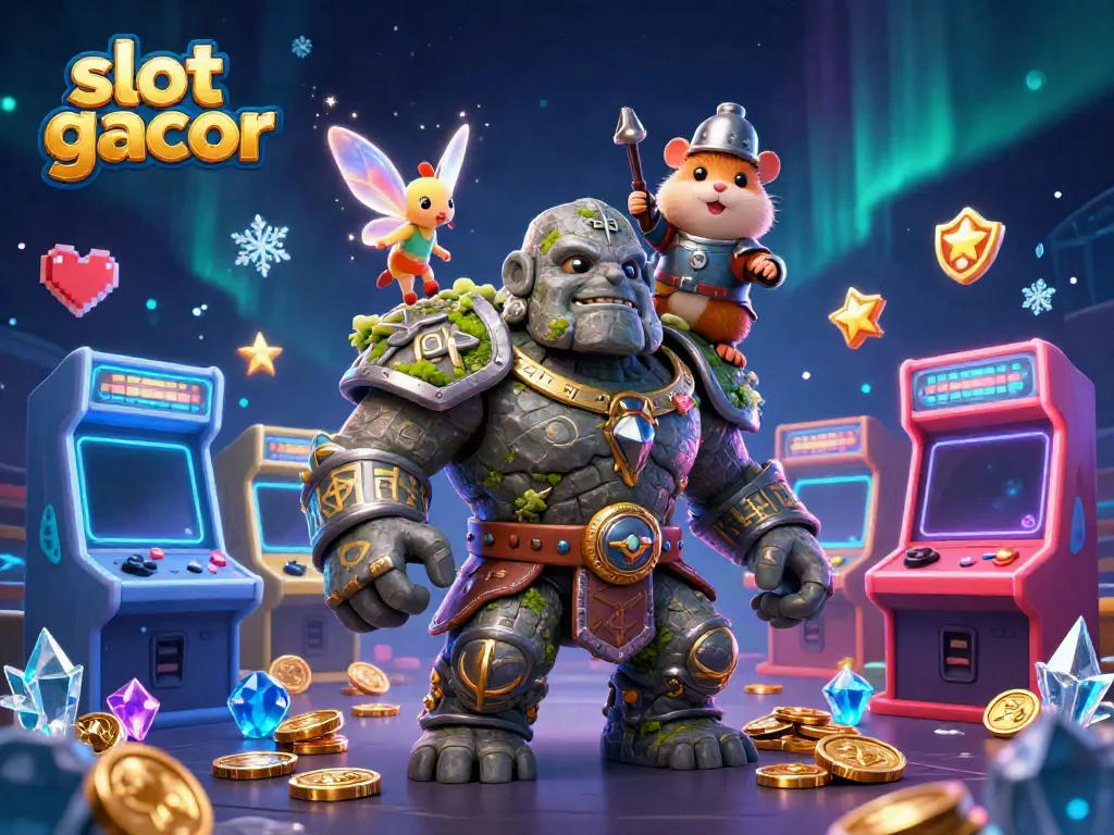 Experience fun at slot gacor with a whimsical 3D scene featuring magical characters and vibrant gaming elements.