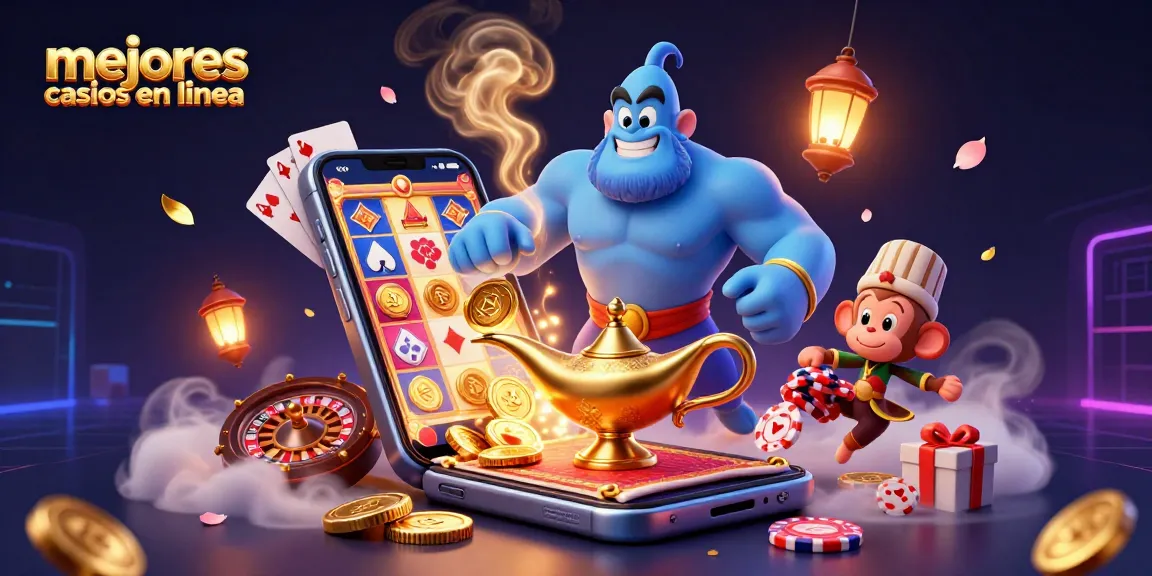 Descubre los mejores casinos en línea con esta ilustración vibrante que muestra la magia del juego.