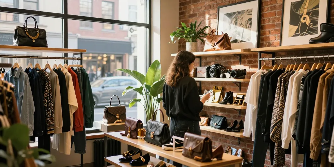 High-quality 레플리카 fashion items displayed in a trendy boutique, showcasing urban lifestyle and stylish shopping experience.