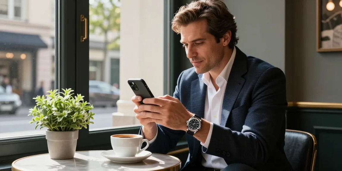 Super clone watches showcased on a stylish individual in an urban café setting