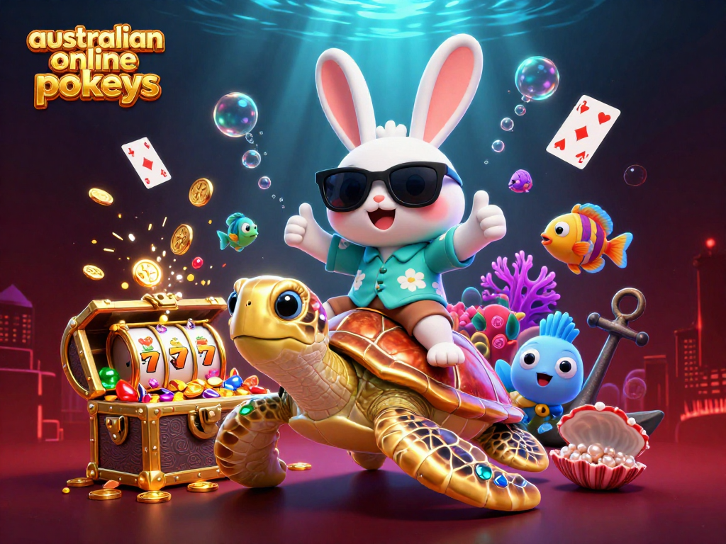 Engage with the excitement of australian online pokies through a vibrant 3D scene of a lucky rabbit.
