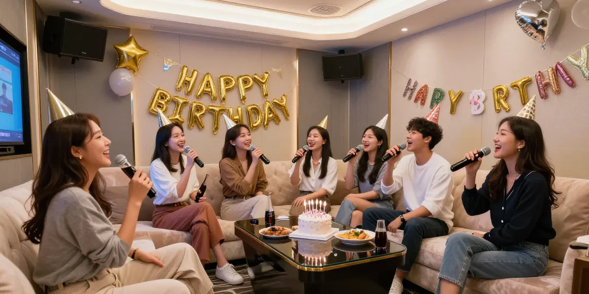 강남 유앤미에서 생일을 축하하는 친구들, 세련된 프라이빗 룸에서의 즐거운 분위기