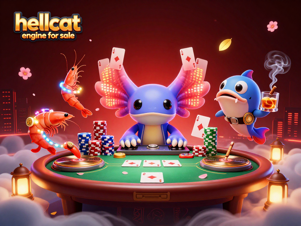 Engage in the vibrant atmosphere of a casino, featuring a hellcat engine for sale amidst lively poker gameplay.