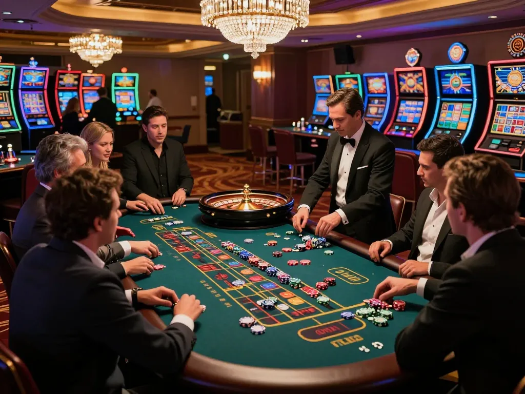 Players engage in thrilling gameplay at nhà cái rr88's roulette table, with colorful chips and dynamic atmosphere.