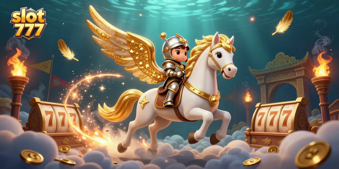 Play thrilling slot 777 games with exciting visuals and golden treasures in this vibrant casino illustration.