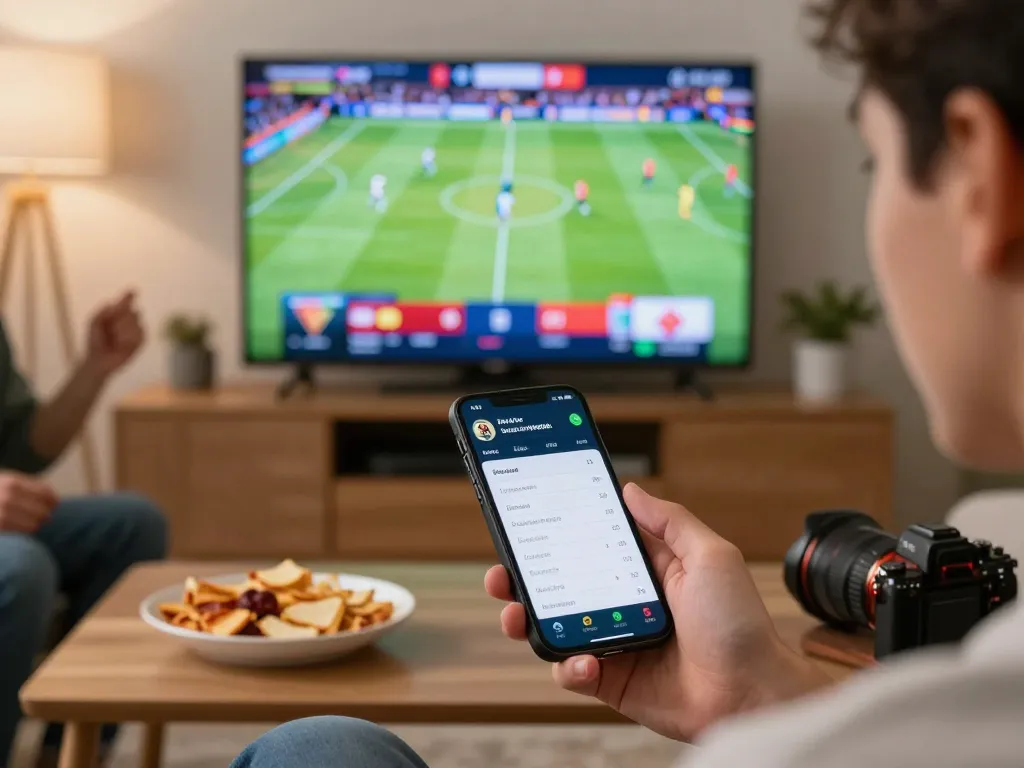 A person engaging with the best widget store app while watching a live sports event, showcasing the thrill of online betting.