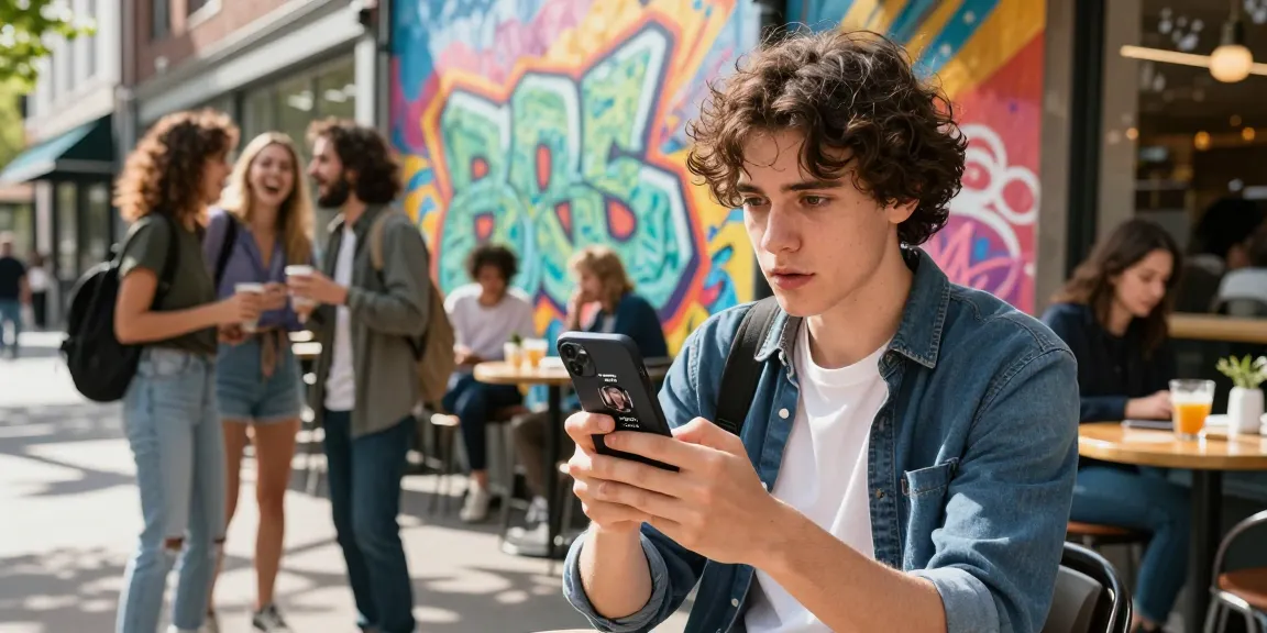 Discover how old do I look through a fun app in a vibrant urban scene