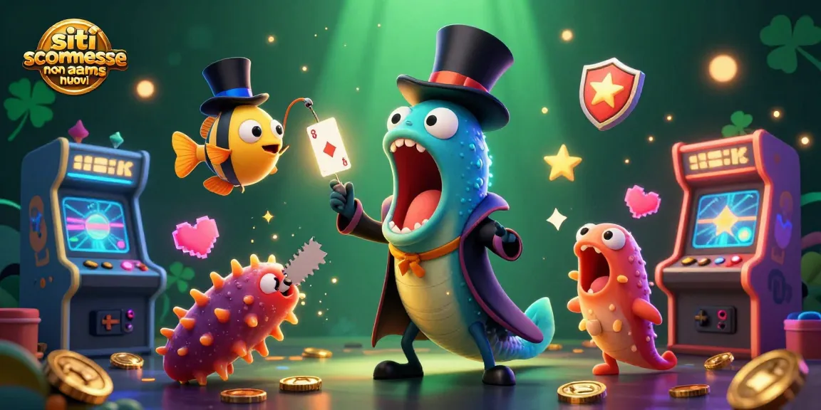 Scommetti facilmente nei siti scommesse non AAMS nuovi con un'illustrazione che mostra un'anguilla e amici che fanno trucchi di magia.