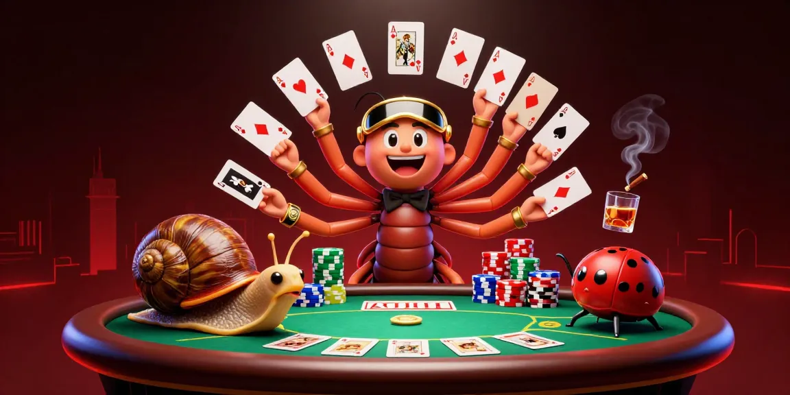 Join the fun at da88's casino with a vibrant scene of a millipede dealer, snail high-roller, and pill bug!
