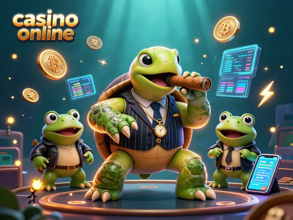 Disfruta de la emoción del casino online con tortugas y ranas en un ambiente vibrante.