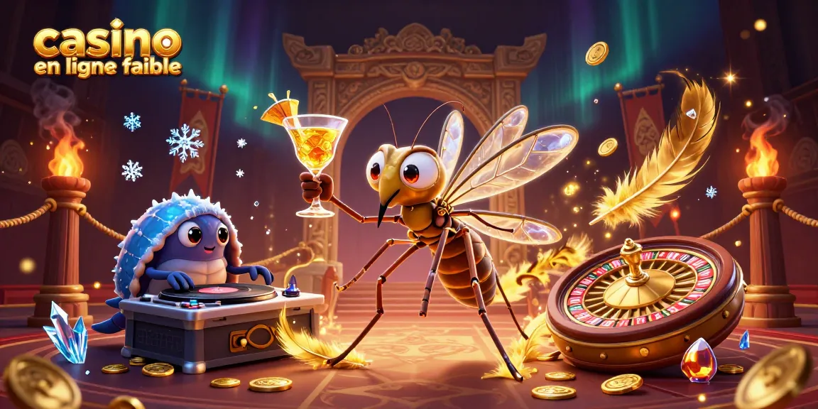 Un casino en ligne fiable avec un moustique cartoon masquot, un DJ trilobite, et une roulette dorée