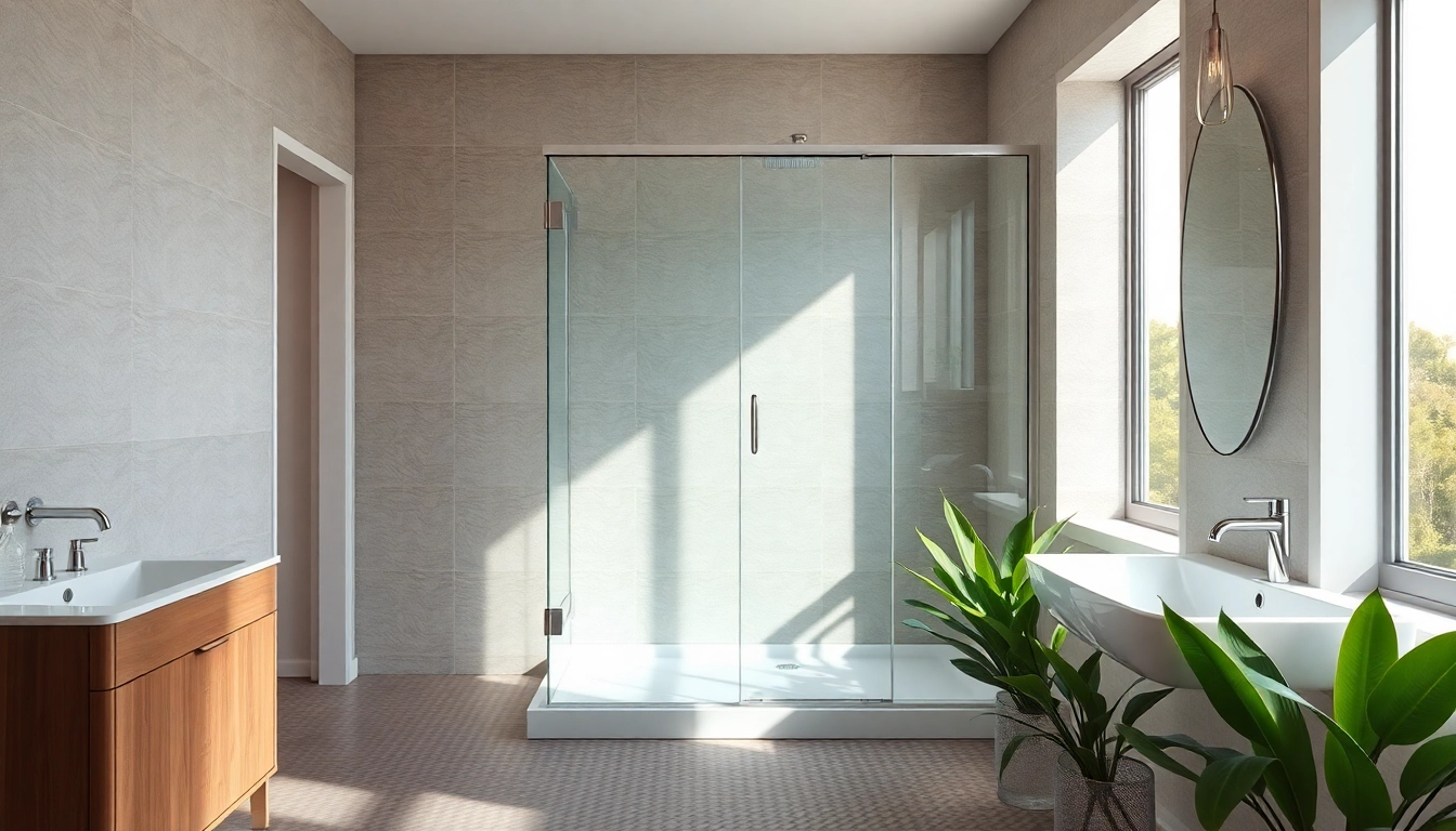 Showcasing semi-frameless shower screens displaying elegance and modern design in a chic bathroom.