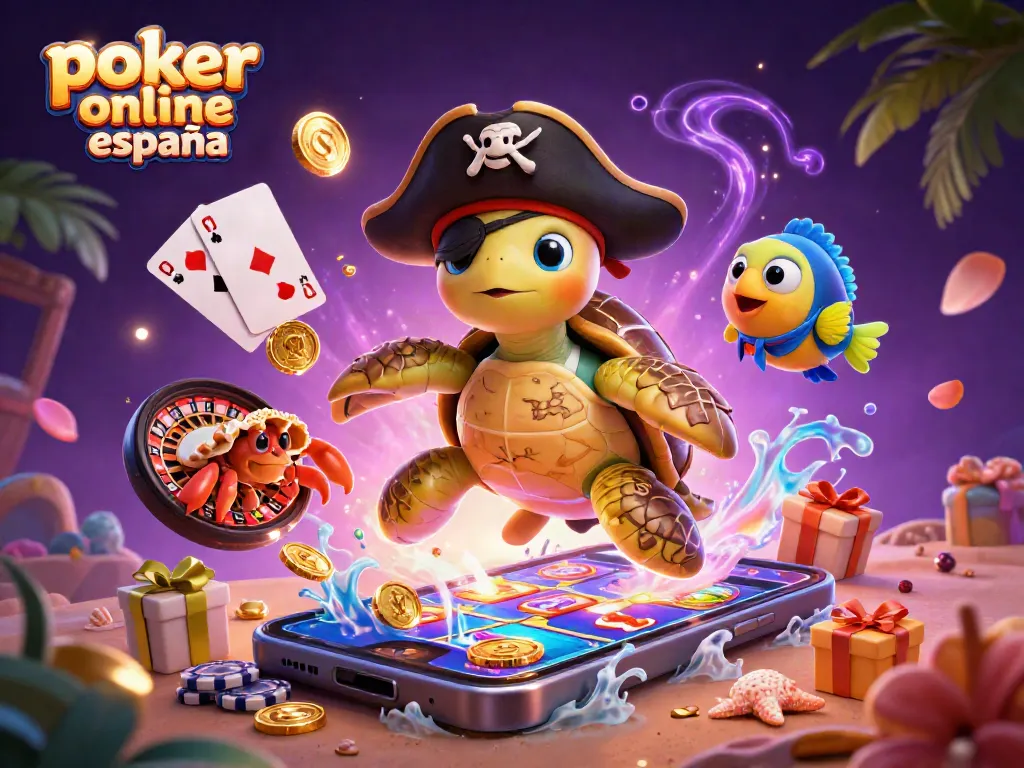 Sumérgete en el póker online España con esta vibrante escena de aventura acuática con personajes únicos y emoción.