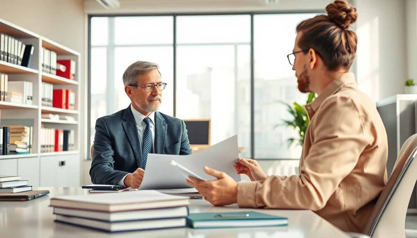 Clearwater truck accident attorney consulting with a client in a bright office.