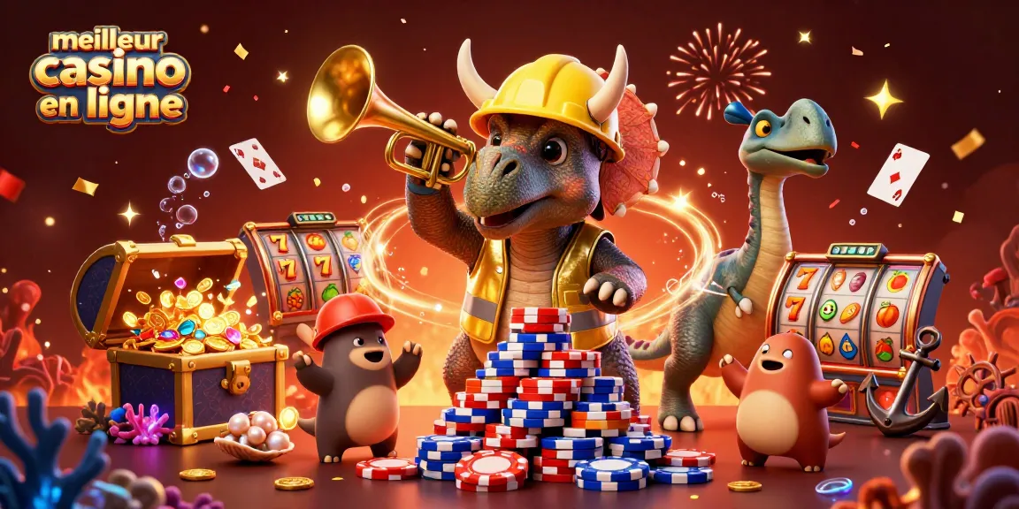 Construire une pyramide de jetons au meilleur casino en ligne avec un tricératops festif.